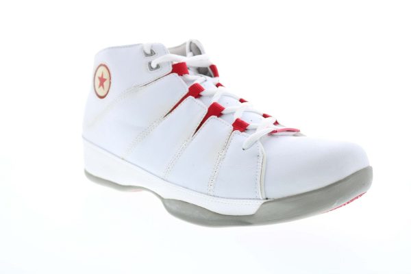 Converse Conv For Three Mid 102619 Mens White Leather Basketball Sneakers Shoes Online Hot Sale - Image 2