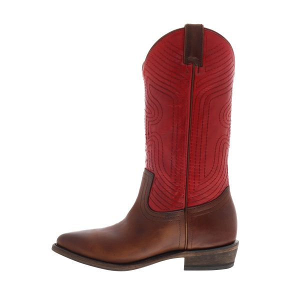Frye Billy Stitch Pull On 70439 Womens Red Leather Cowboy Western Boots For Discount - Image 5