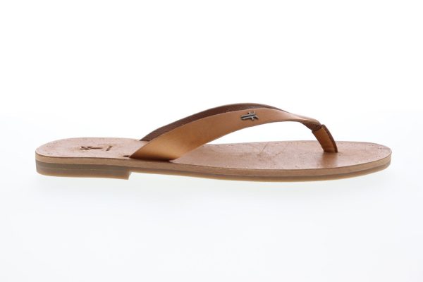 Frye Azalea Logo 70198 Womens Beige Tan Leather Sandals Flip-Flops Shoes Online Sale