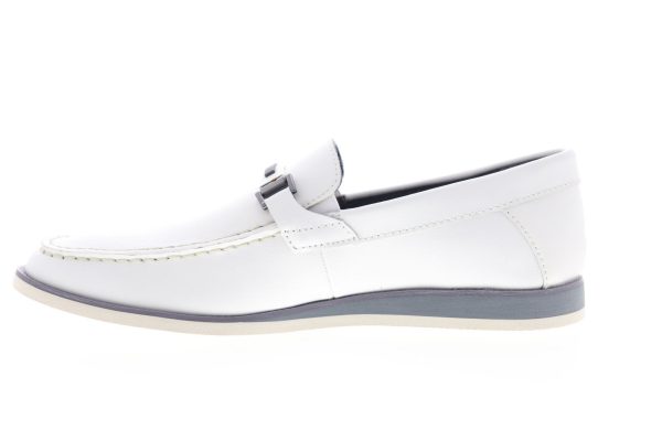 Calvin Klein Kiley Emboss 34F1655-WHT Mens White Leather Casual Loafers Shoes For Sale - Image 5