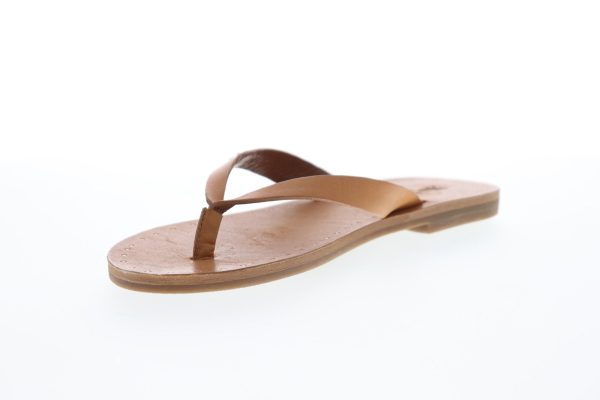 Frye Azalea Logo 70198 Womens Beige Tan Leather Sandals Flip-Flops Shoes Online Sale - Image 4