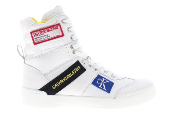 Calvin Klein Norton Action 34S0580-BRW Mens White Designer Sneakers Shoes on Sale