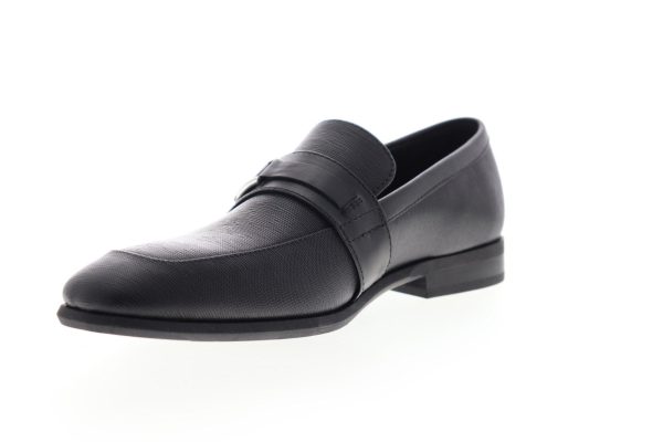 Calvin Klein Lonnie Hatched Emboss 34F1274-BLK Mens Black Moccasin Loafers Shoes For Cheap - Image 4