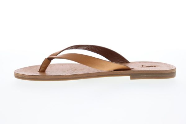 Frye Azalea Logo 70198 Womens Beige Tan Leather Sandals Flip-Flops Shoes Online Sale - Image 5