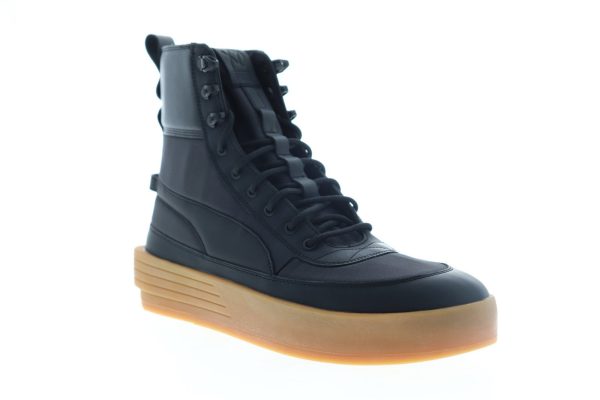 Puma XO Parallel Tactical 36717701 Mens Black Leather High Top Sneakers Shoes Hot on Sale - Image 2