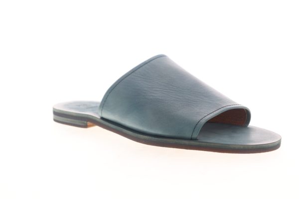 Frye Robin Slide 70162 Womens Blue Leather Sandals Slip On Slides Shoes on Sale - Image 2