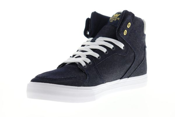 Supra Vaider 08204-472-M Mens Blue Canvas Lace Up Skate Sneakers Shoes Hot on Sale - Image 4