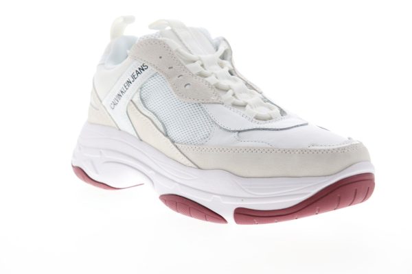 Calvin Klein Marvin 34S1770-WHT Mens White Mesh Lace Up Designer Sneakers Shoes Discount - Image 2