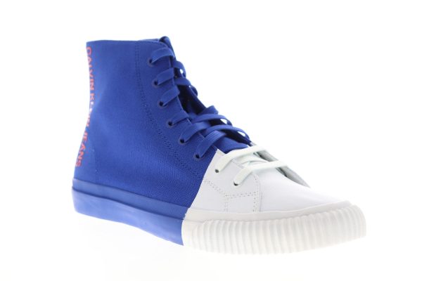 Calvin Klein Ivor Print 34S0599-NLC Mens Blue Canvas Designer Sneakers Shoes For Discount - Image 2