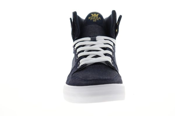Supra Vaider 08204-472-M Mens Blue Canvas Lace Up Skate Sneakers Shoes Hot on Sale - Image 3