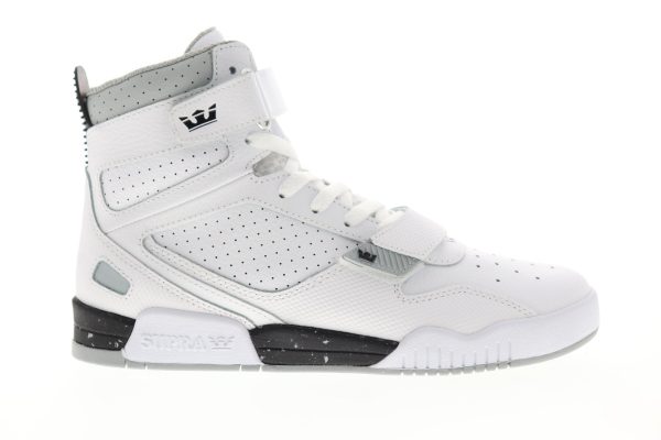 Supra Breaker 05893-126-M Mens White Leather Lace Up Skate Sneakers Shoes For Cheap