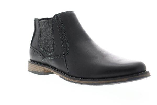 Steve Madden Proven Mens Black Leather Slip On Chelsea Boots Sale - Image 2