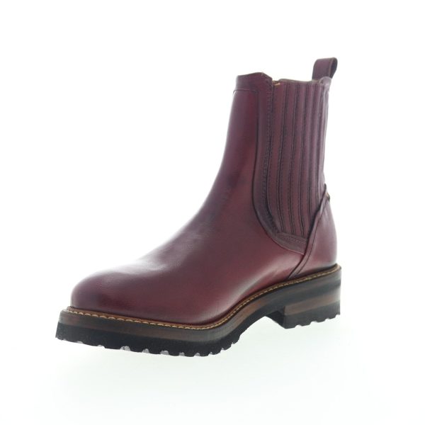Frye Ella Moto Chelsea 70847 Womens Burgundy Leather Slip On Boots Online - Image 4