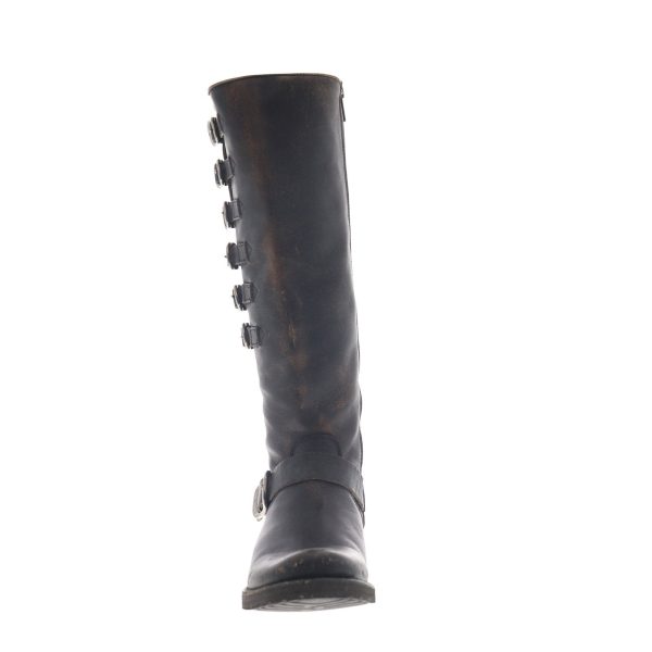 Frye Veronica Belted Tall 70583 Womens Black Leather Zipper Knee High Boots on Sale - Image 3