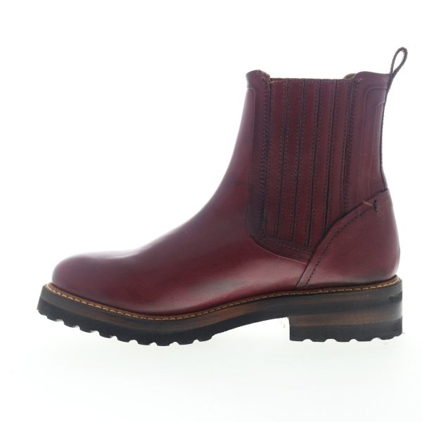 Frye Ella Moto Chelsea 70847 Womens Burgundy Leather Slip On Boots Online - Image 5