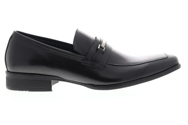 Steve Madden P-Calico Mens Black Leather Slip On Casual Loafers Shoes Cheap