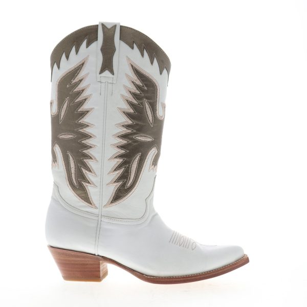 Frye Carrie Firebird Mid 79126 Womens White Leather Cowboy Western Boots Cheap