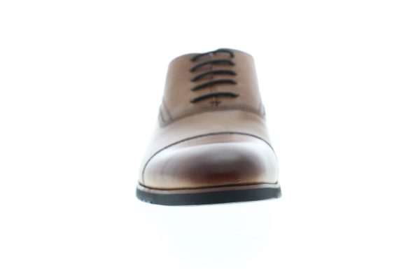 Steve Madden Lourdes Mens Brown Leather Lace Up Cap Toe Oxfords Shoes Discount - Image 3