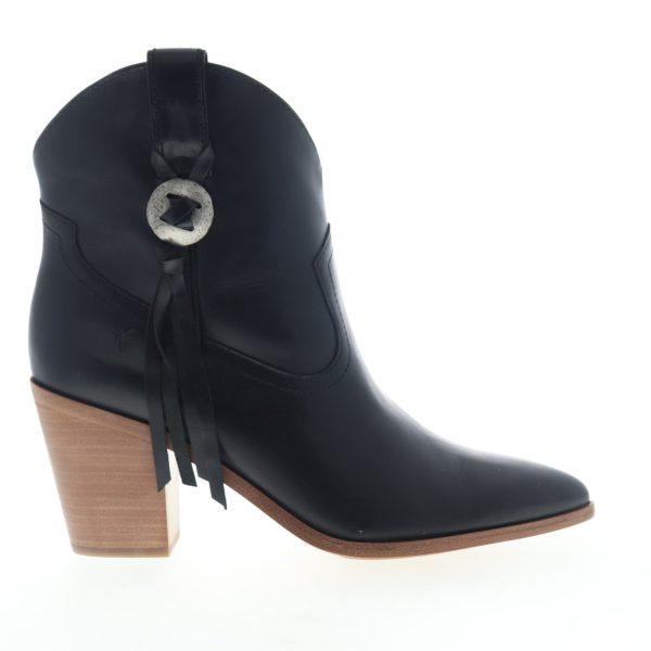 Frye Faye Concho Short 70367 Womens Black Leather Cowboy Western Boots Online Hot Sale