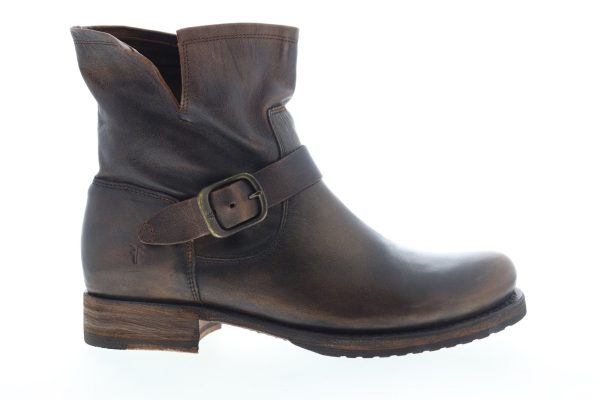 Frye Veronica Bootie 70545 Womens Brown Leather Adjustable Strap Engineer Boots Online