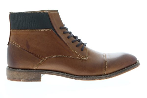 Steve Madden P-Radon Mens Brown Leather Lace Up Casual Dress Boots Cheap
