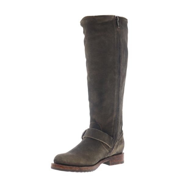 Frye Veronica Strap Tall 70592 Womens Gray Suede Zipper Casual Dress Boots Online Hot Sale - Image 4