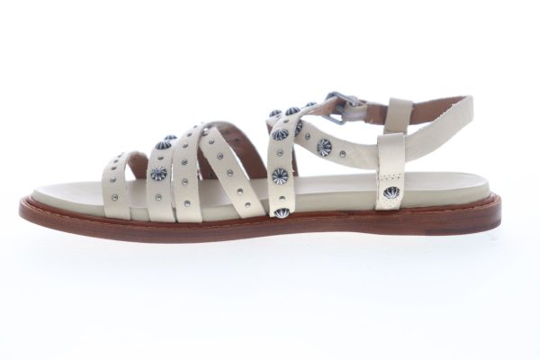 Frye Andora Concho Strappy Sandal 70027 Womens Beige Tan Strap Flats Shoes Online - Image 5