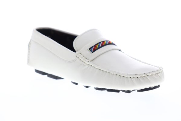 Robert Graham Hart II RGS5100II Mens White Leather Slip On Casual Loafers Shoes on Sale - Image 2