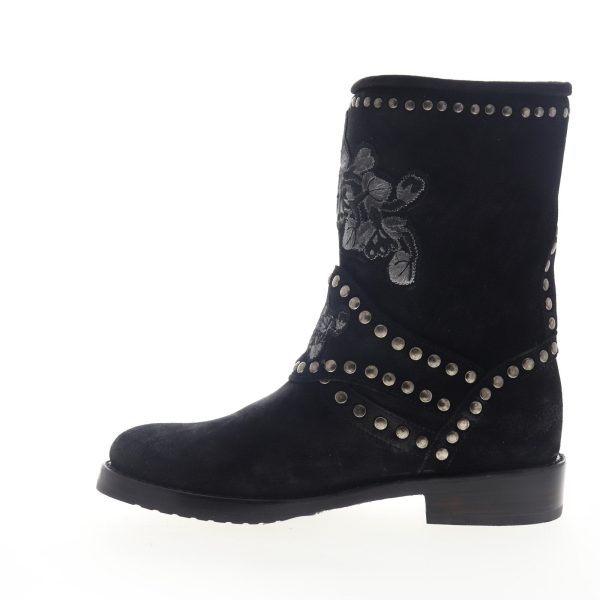 Frye Nat Flower Engineer 75700 Womens Black Leather Adjustable Strap Boots Supply - Image 5
