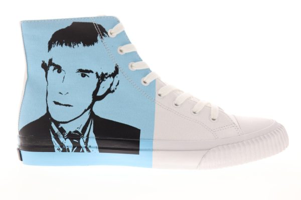 Calvin Klein Iconic Warhol Print 3 Mens White Canvas Designer Sneakers Shoes For Sale