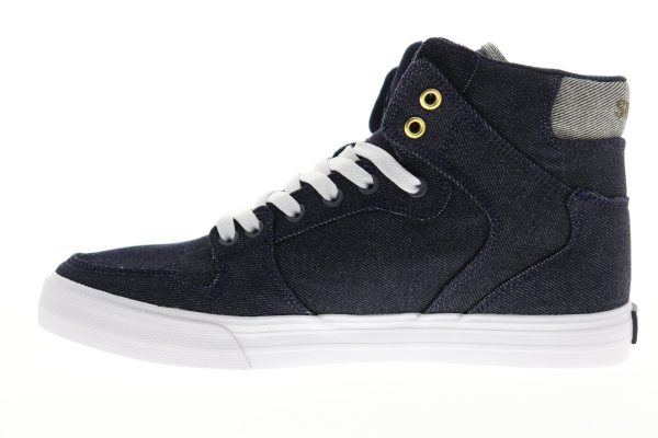 Supra Vaider 08204-472-M Mens Blue Canvas Lace Up Skate Sneakers Shoes Hot on Sale - Image 5