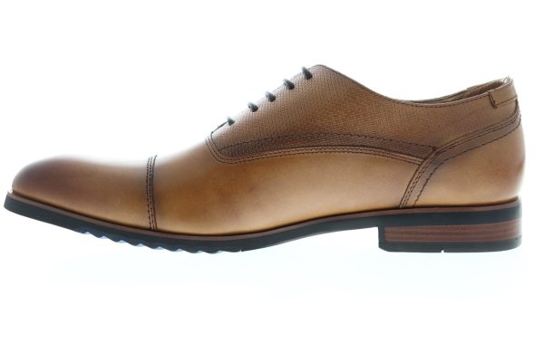 Steve Madden Lourdes Mens Brown Leather Lace Up Cap Toe Oxfords Shoes Discount - Image 5