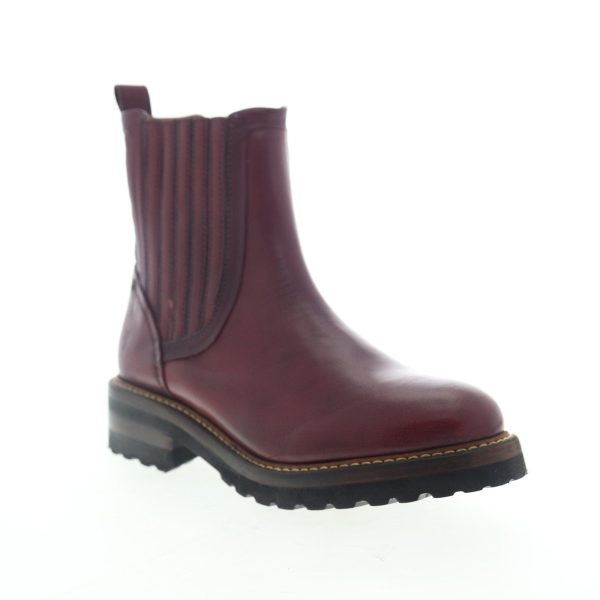 Frye Ella Moto Chelsea 70847 Womens Burgundy Leather Slip On Boots Online - Image 2