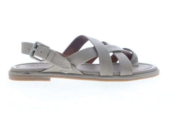 Frye Tait Softy Criss Cross 70184 Womens Gray Leather Slingback Sandals Shoes Online Sale