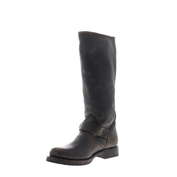 Frye Veronica Slouch 70550 Womens Black Leather Hook & Loop Engineer Boots Fashion - Image 4