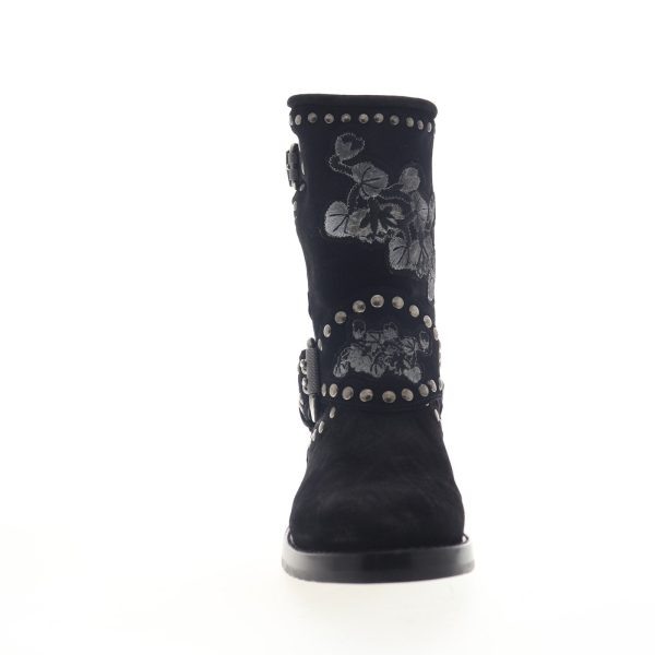 Frye Nat Flower Engineer 75700 Womens Black Leather Adjustable Strap Boots Supply - Image 3
