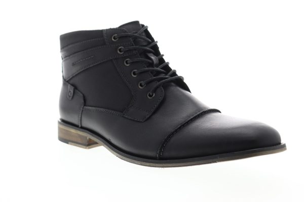 Steve Madden P-Jitter Mens Black Leather Zipper Casual Dress Boots Cheap - Image 2