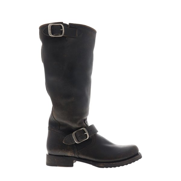Frye Veronica Slouch 70550 Womens Black Leather Hook & Loop Engineer Boots Fashion