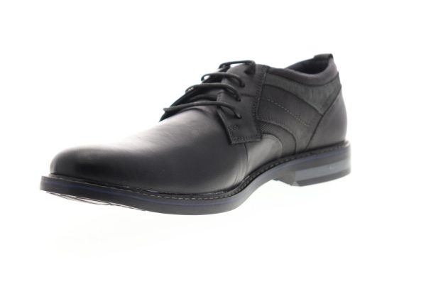 Steve Madden Ossum Mens Black Leather Lace Up Plain Toe Oxfords Shoes Online - Image 4