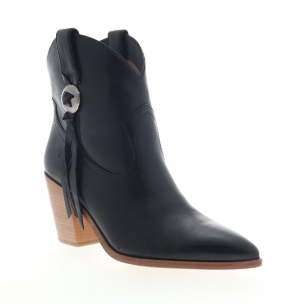 Frye Faye Concho Short 70367 Womens Black Leather Cowboy Western Boots Online Hot Sale - Image 2