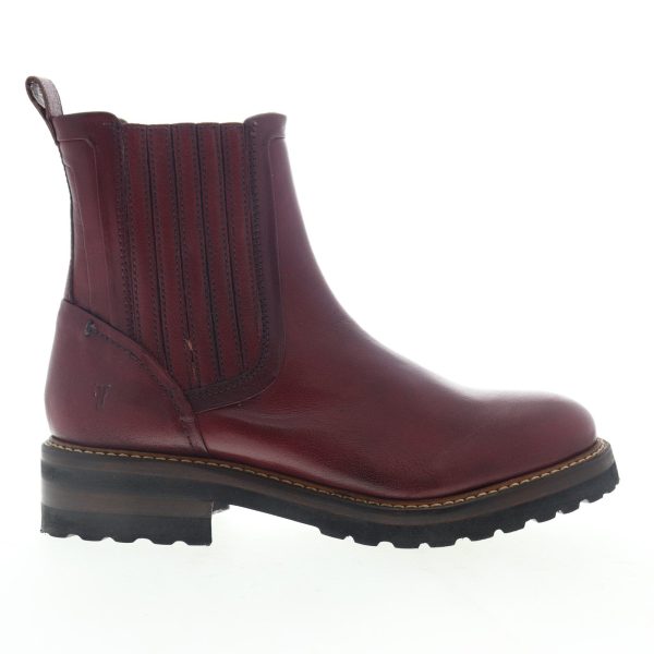Frye Ella Moto Chelsea 70847 Womens Burgundy Leather Slip On Boots Online