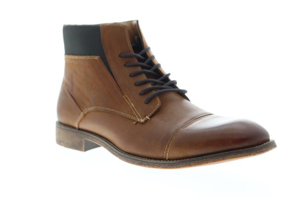 Steve Madden P-Radon Mens Brown Leather Lace Up Casual Dress Boots Cheap - Image 2