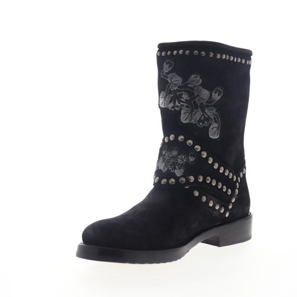 Frye Nat Flower Engineer 75700 Womens Black Leather Adjustable Strap Boots Supply - Image 4