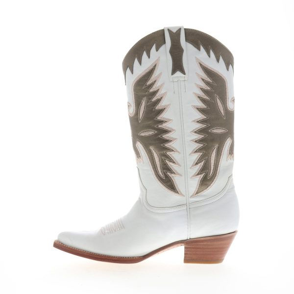 Frye Carrie Firebird Mid 79126 Womens White Leather Cowboy Western Boots Cheap - Image 5