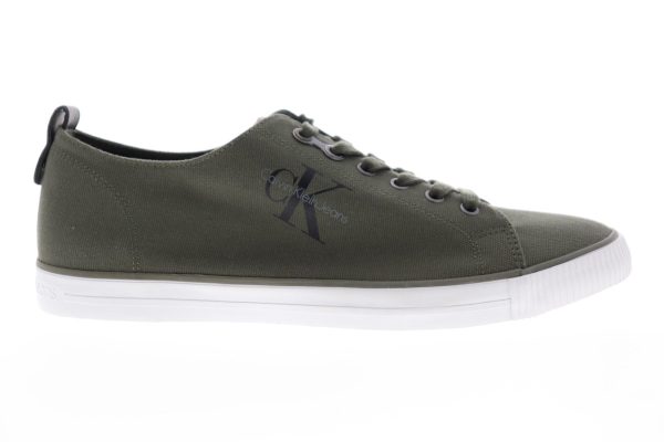 Calvin Klein Arnold 34S0369-MRY Mens Green Canvas Designer Sneakers Shoes Cheap