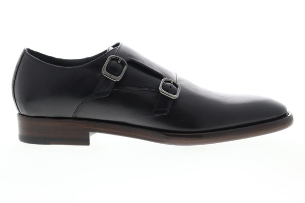 Frye Wright Double Monk 80055 Mens Black Leather Monk Strap Oxfords Shoes Online
