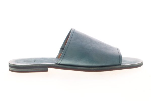 Frye Robin Slide 70162 Womens Blue Leather Sandals Slip On Slides Shoes on Sale