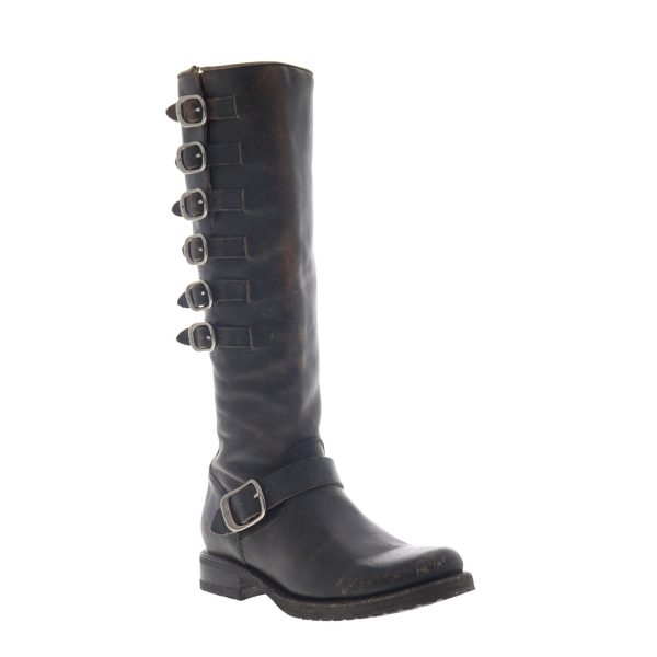 Frye Veronica Belted Tall 70583 Womens Black Leather Zipper Knee High Boots on Sale - Image 2