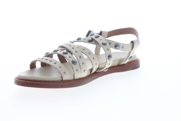 Frye Andora Concho Strappy Sandal 70027 Womens Beige Tan Strap Flats Shoes Online - Image 4
