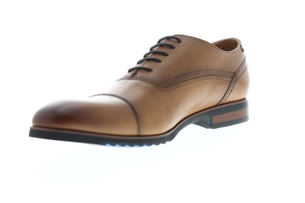 Steve Madden Lourdes Mens Brown Leather Lace Up Cap Toe Oxfords Shoes Discount - Image 4
